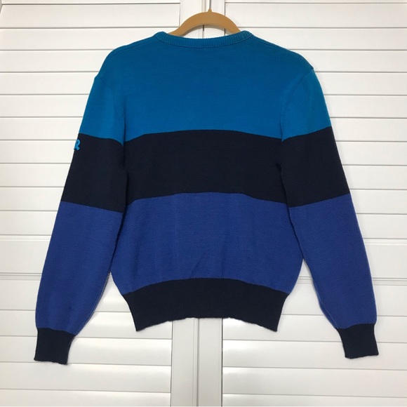 Vintage Demetre Men’s Blue Striped Wool Pullover Sweater Size Medium - Picture 3 of 7